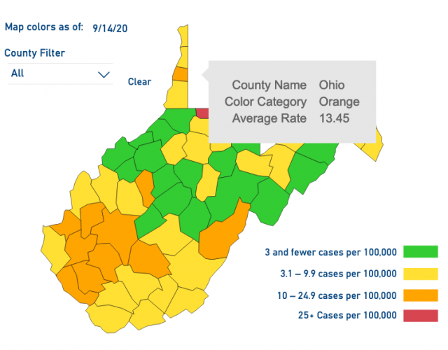 Ohio County remains orange on latest COVID-19 map; New cases in Marshall turn county yellow